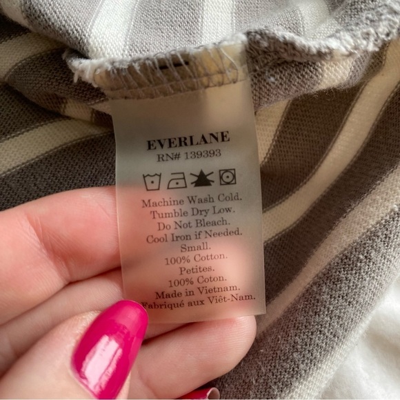 EVERLANE The Modern Striped Long Sleeve Knit Top Gray 100% Cotton S - Picture 7 of 7